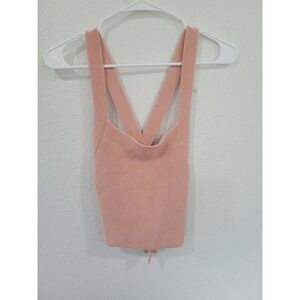 Aritzia Wilfred Women's Knitted Pink Crop Top with back tie size m/l #11